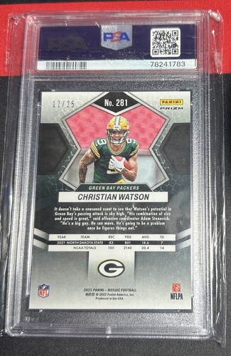 2022 PSA 10 Mosaico Blanco Christian Watson RC #/25 Debut de la NFL 🙂 🙂 - Imagen 2 de 2