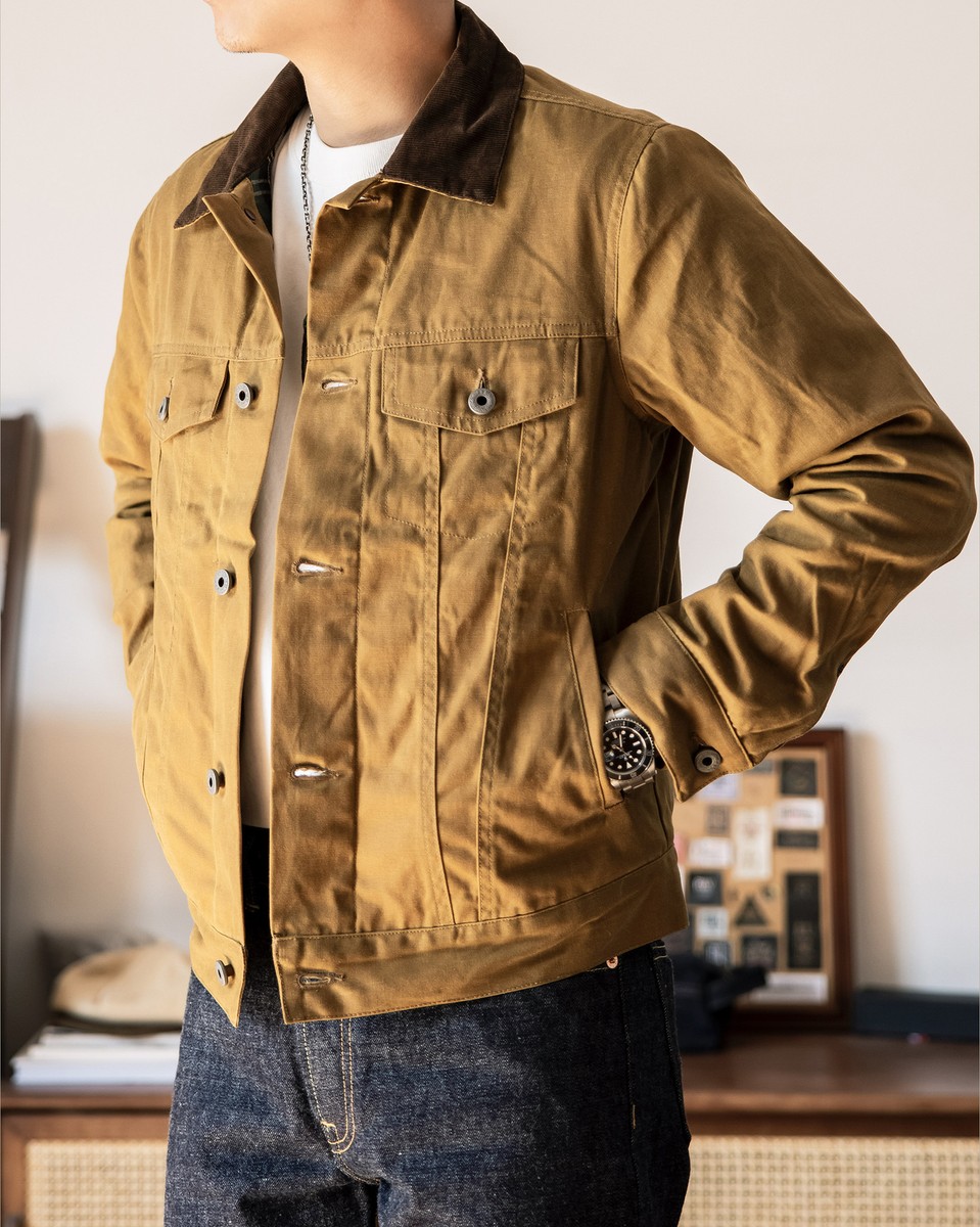 Red Tornado Type 3 Wax Jacket Corduroy Collar Waterproof Red Tornado Type 3 Wax Jacket Corduroy Collar Waterproof