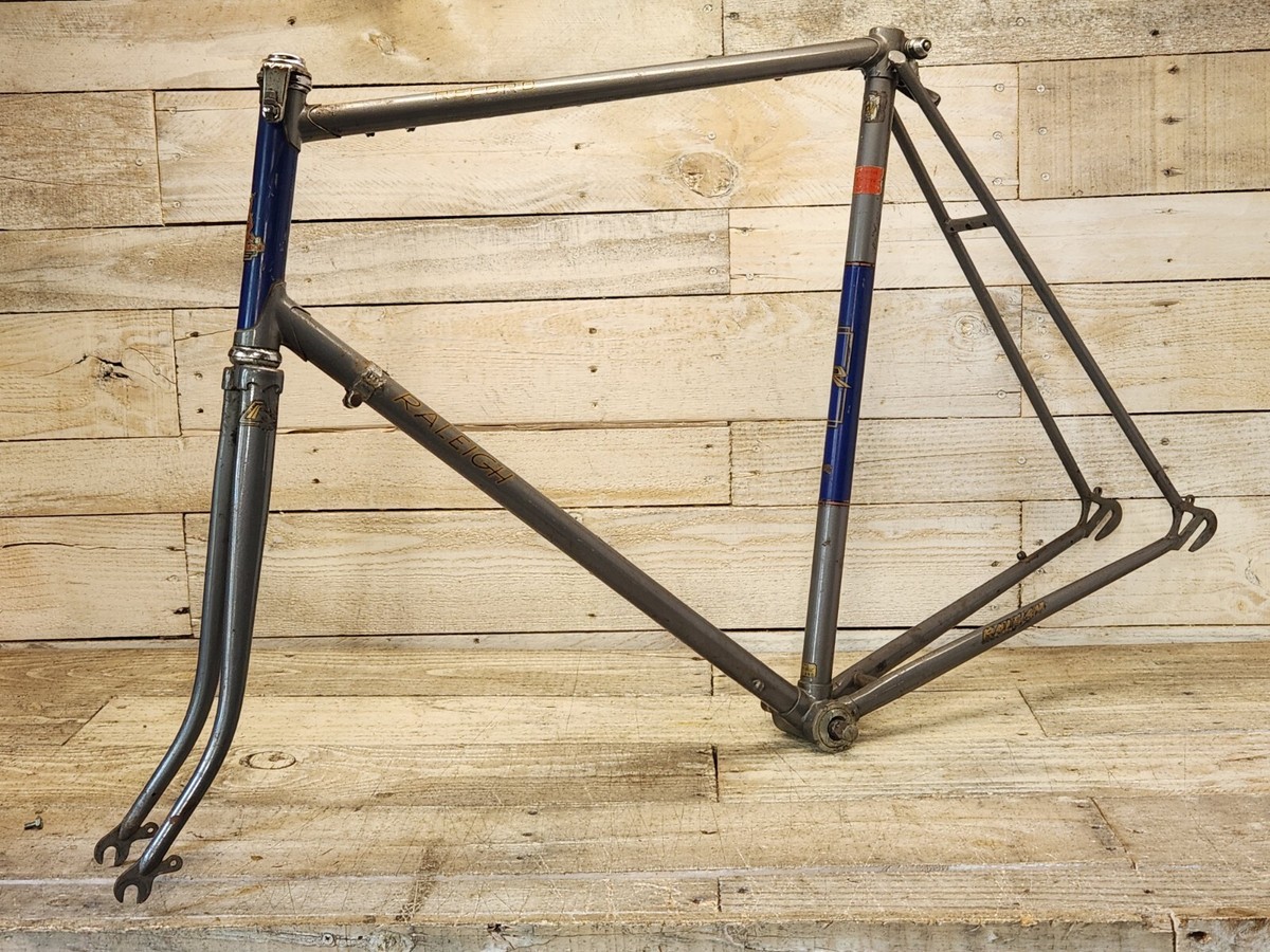 1970s Raleigh Record Frame Fork 63cm XL Lugged Blue Grey 27 or 700c