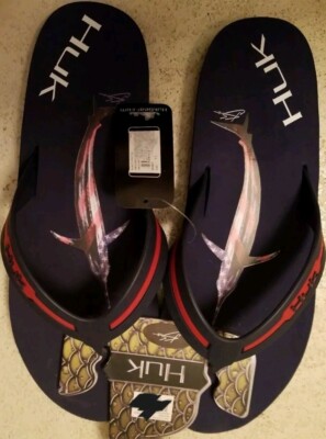 HUK men's Performance Flipster Flip Flops Navy Blue Size 8  
