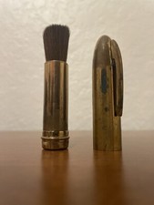 Vintage Retractable Lens Brush in Lipstick-Style Metal Brass Case 2.25  