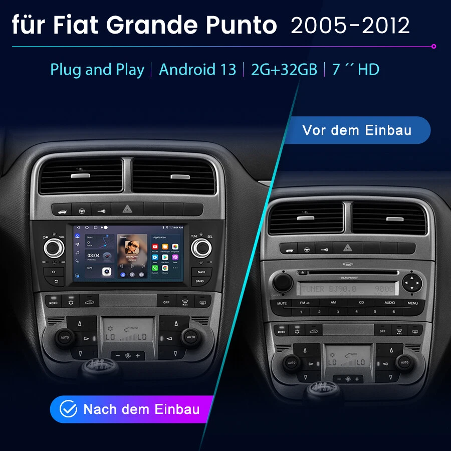 7" Android 14 Autoradio Für Fiat Grande Punto 2007-2012 Linea Apple Carplay GPS - Bild 2 von 4