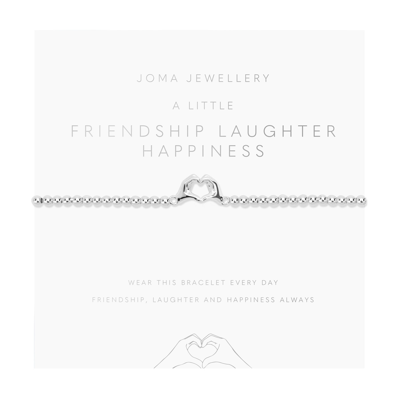 Joma Silver Plated Beaded Bracelet A Little FRIENDSHIP LAUGHTER HAPPINESS - Gift
