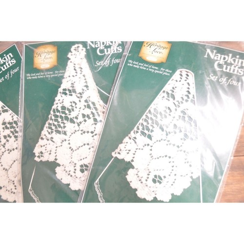 Vintage Napkin Cuff Lot of 3 NOS 12 Pieces Lace Dinner Accessory - Picture 3 of 9