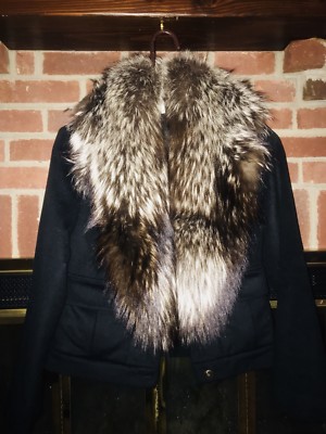 Gianni Versace Fox Fur Collar Coat Womens w/ Diamond on Label