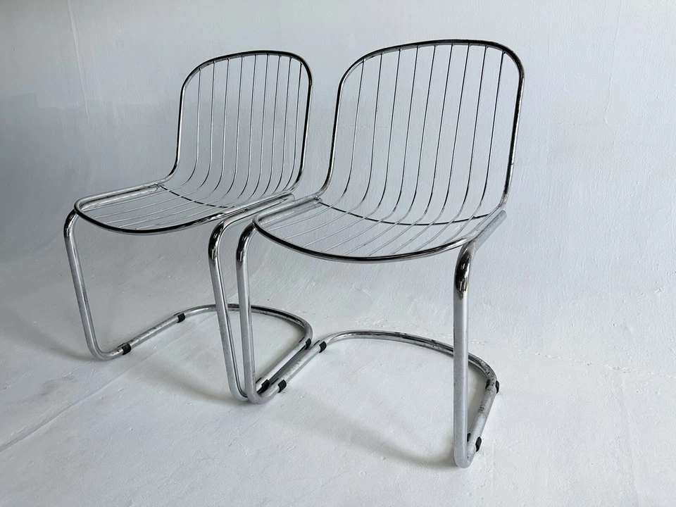 Silla Mid Century Gaston Rinaldi Cromo Radiofreccia Rima Voladizo Italiano MCM Foto 2 de 4