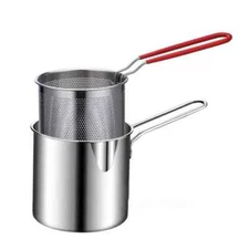 304Stainless Steel Basket Pot Fryer Fry Deep Frying Fish Strainer Chips Mesh Pan