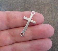 30x15mm Small Cross Connectors Distressed Antique Silver Tone Jewelry Craft