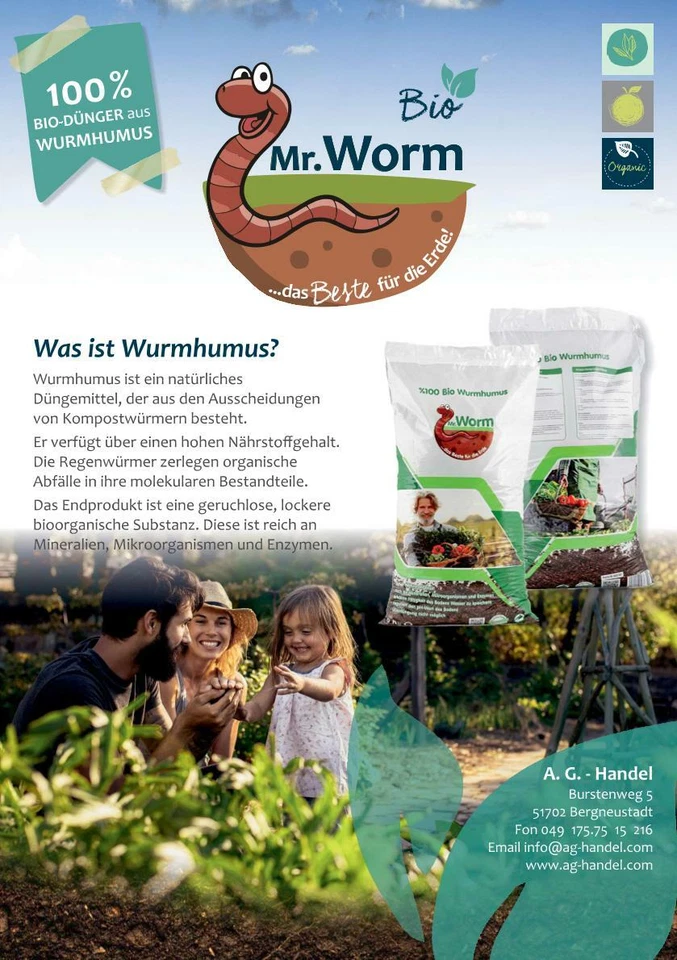Mr. Worm organischer Bio Dünger 100% Wurmhumus, Universaldünger, Pflanzendünger - Bild 4 von 4