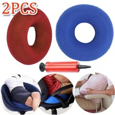 2x Inflatable Round Cushion Ring Donut Seat Medical Pressure Sores Relief + Pump