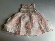 Monsoon baby girl dress PINK GOLD SPOT ROSES SEQUINS WEDDING party 6-12 MTH SALE
