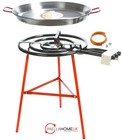 80cm Polished Paella Pan + 70cm 3 Ring Gas Burner + 75cm Reinf. Legs ECO Set   
