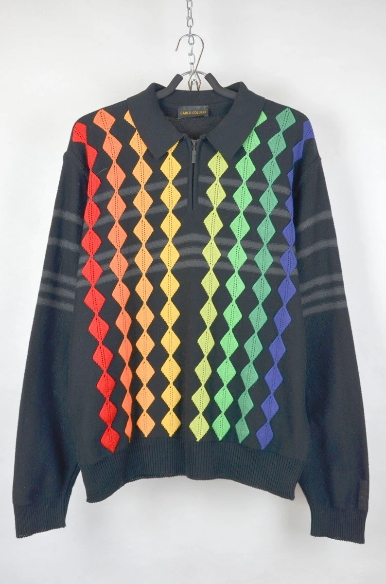 CARLO COLUCCI Vintage Knit Orgail Rainbow Sweater
