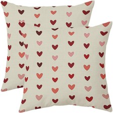 Valentines Pillow Covers 18x18 Set of 2 Valentine's Day Red Pink Love Heart S...