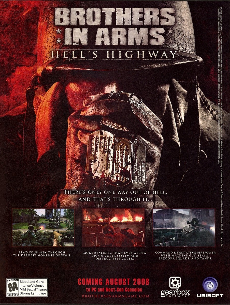 Brothers in Arms Hell's Highway PC Xbox 360 PS3 Promo Game Ad Art