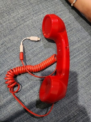 Red Retro Phone Headset with Volume Control 3.5 With USB-C Adapter