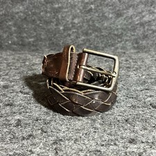 Vintage GAP Leather Belt Men's Brown M 36 Braided Solid Brass Buckle GUC