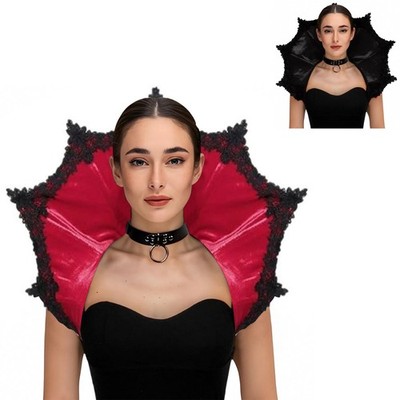 Womens Vampire Collar Carnival Shoulder Wrap Festival Velvet Cape Victorian