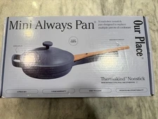 Our Place 8.5" Blue Salt Ceramic Nonstick Mini Always Pan 1.2 QT Wooden Spoon