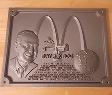 VTG McDonald's Ray A Kroc Metal Commemorative Restaurant Plaque Spanjer 18