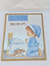 Vintage 70s Boy Praying Bedroom Mirror 10x8 Blank Name Plaque Kitsch Wall Decor