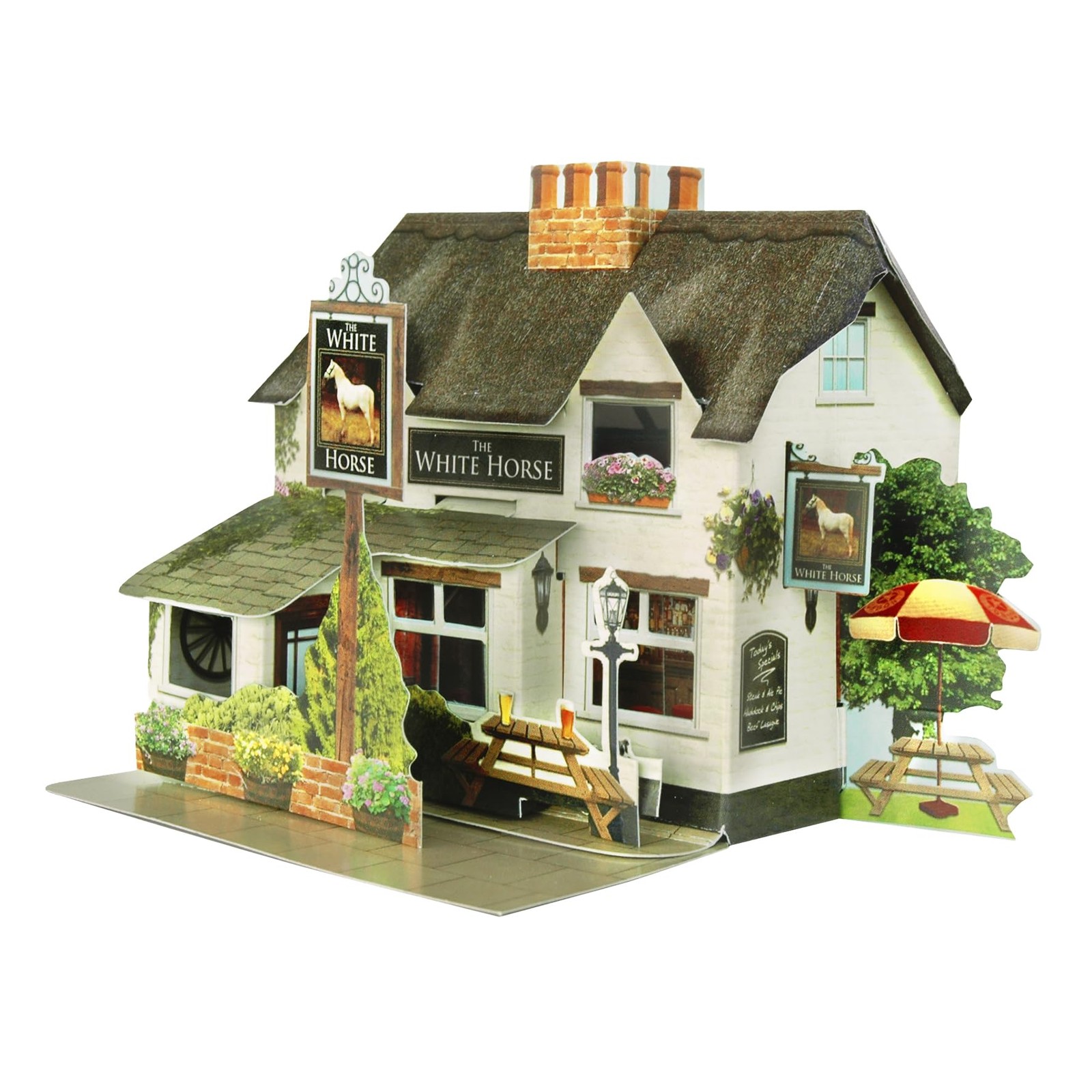 SANTORO Pop Up Places, 3D Greeting Card - The White Horse 1:76,