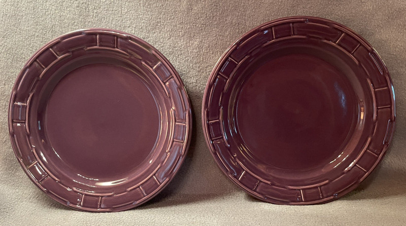 Lot of 2 Longaberger WT Eggplant Purple Pottery 10” Dinner Plate Plates USA NWOB