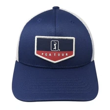 PGA Tour Snapback Trucker Hat Blue One Size Adjustable Embroidered Mesh Back