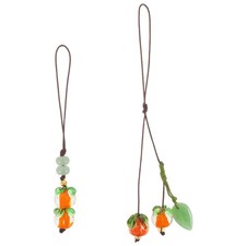 2 Pcs Beaded Phone Charm Wrist Strap Accessories Girls Mobile Lanyard