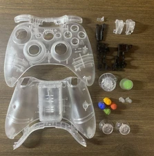 Microsoft Xbox 360 Controller Full Replacement Shell Cover Buttons Parts Clear