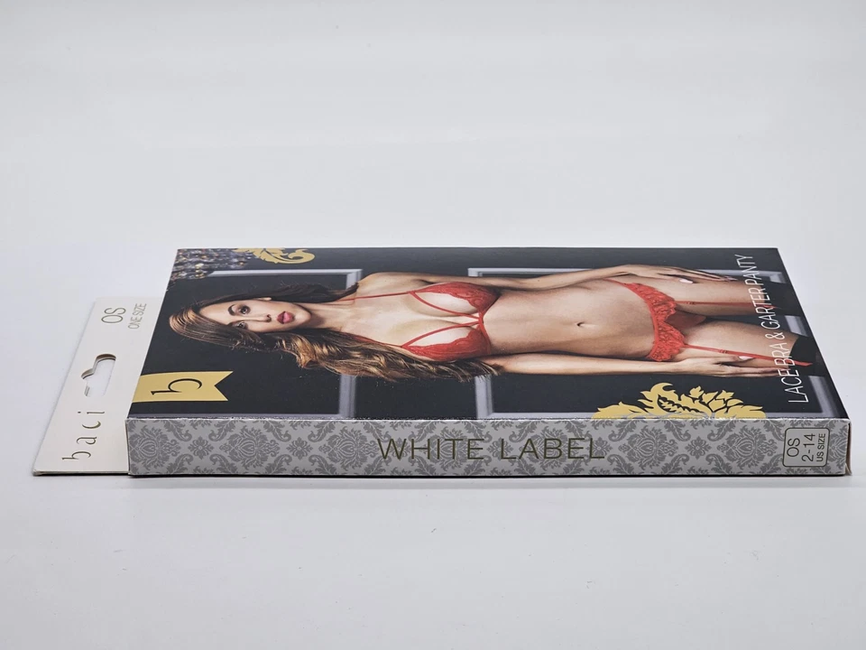 Baci Lingerie Women's One Size 2-14 Red Lace Bra & Garter Panty - Image 4 of 4