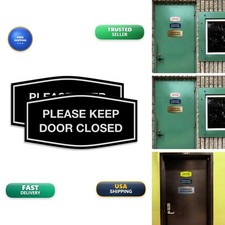 Signs ByLITA Fancy Please Keep Door Closed Sign Black/Silver Large 2 Pack