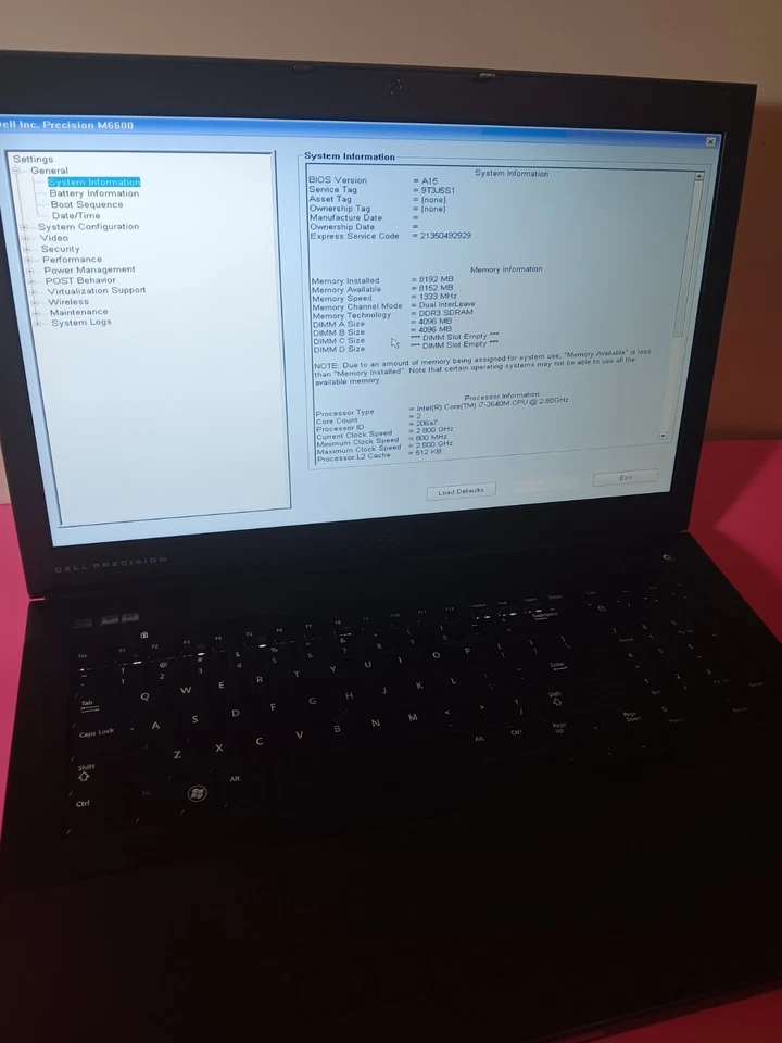Portátil Dell Precision M6600 Intel Core i7-2640M 2,80 GHz 8 GB de RAM con llave iluminada  Foto 2 de 4