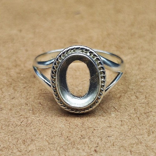 Handmade 925 Silver Plated Oval 8x10mm Bezel Ring Blank DIY