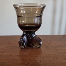 Vintage Avon Labrador Dog Head Bell Shape Shot Glass Cup Amber Brown 4" x 2.75"