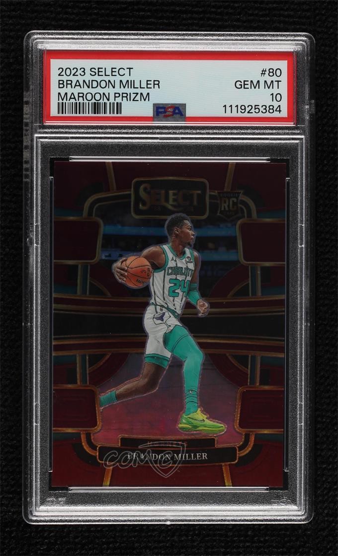 2023 Panini Select Concourse Maroon Prizm /175 Brandon Miller PSA 10 GEM MT 14t3