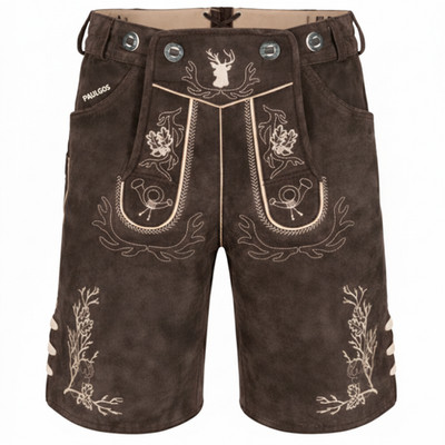 PAULGOS Herren Trachten Lederhose + Träger Echtes Leder kurz 3 Farben 44-60 HK3 