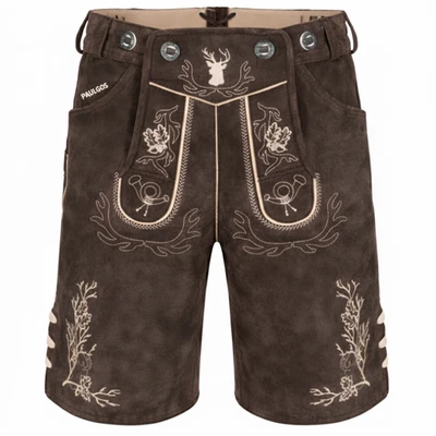 PAULGOS Herren Trachten Lederhose + Träger Echtes Leder kurz 3 Farben 44-60 HK3  - Bild 1 von 3
