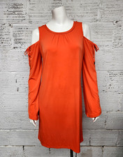 Michael Kors Size S Clementine/Orange Slinky Cold Shoulder Shift Dress