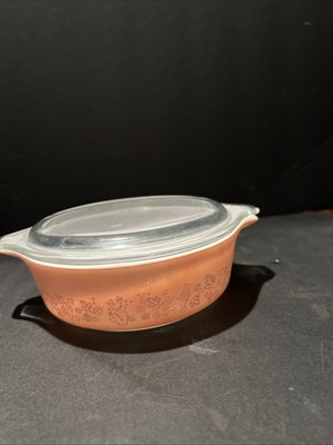 Vintage Pyrex Pink Gooseberry 471 Small Casserole Dish 1 Pint W/ Lid USA