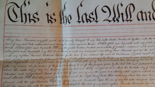 1867 GRANDE MANOSCRITTO PERGAMENA SUONERÀ RACHEL HARDWICK - PICKERING YORKSHIRE - Foto 3 di 16