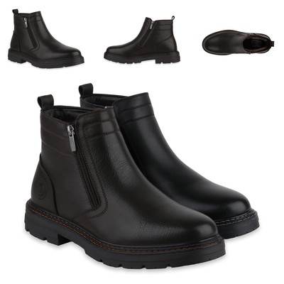 Herren Warm Gefütterte Winter Boots Bequeme Profil-Sohle Schuhe 841884
