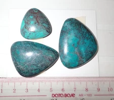 Turquoise Stone Flat Free Form Cabochon 171 Carat 3 pieces  34.2 gram Lot A