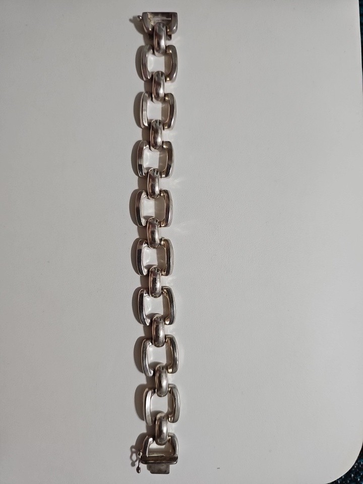 Silver Rectangular Curb Link, Horseshoe Link, Sil… - image 7