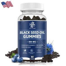 60Pills Black Seed Oil Gummies-500 MG Turmeric Extract-100% NATURAL NON-GMO