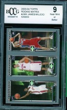 Lebron James/Milicic/Kaman Rookie 2003-04 Topps Rookie Matrix #Jmk BGS BCCG 9