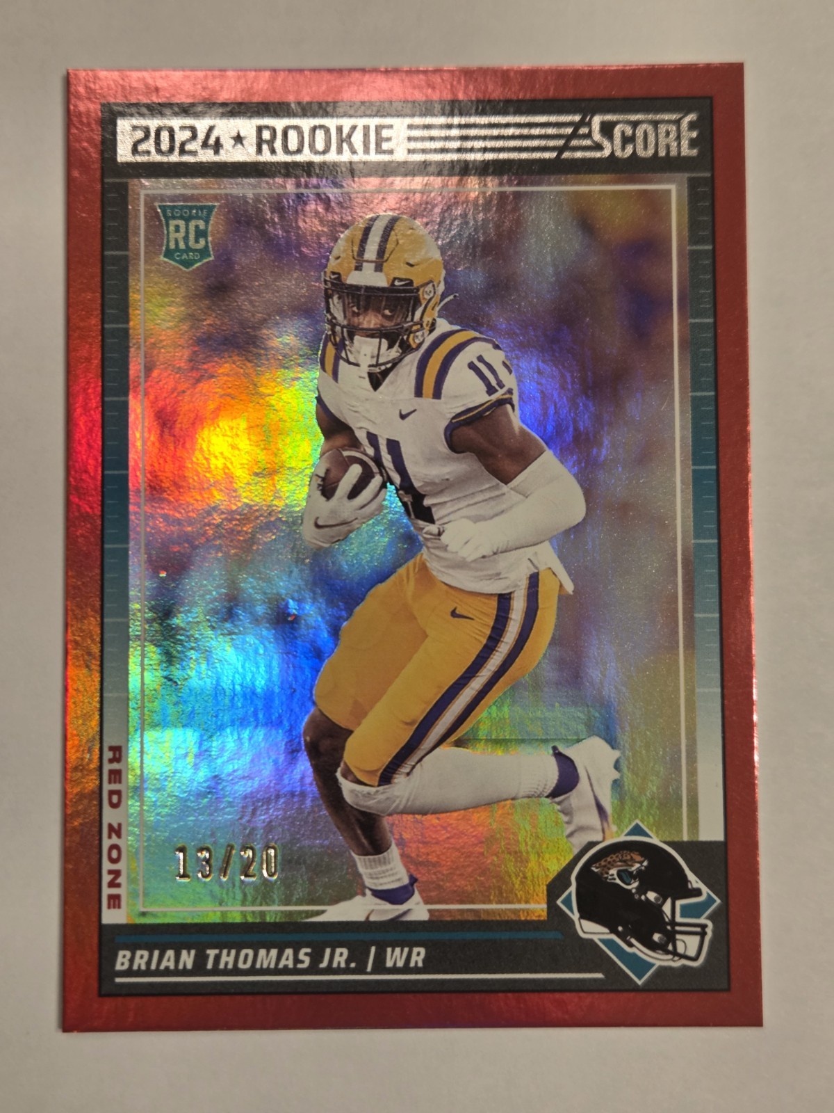 2024 Brian Thomas Jr RC SSP /20! Panini Score RED ZONE Prizm #319 Jaguars 🌟 WR!