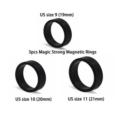 3PCS New Black Magic Trick Rings Strong Magnetic Prop Learn Beginner Illusions