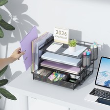 Desk Organizer with File Holder,4-Tier Desk Accessories & Workspace Organizers..