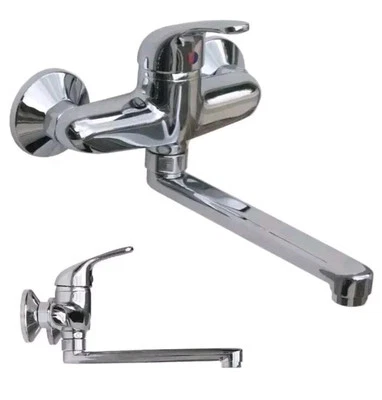 MISCELATORE RUBINETTO MONOCOMANDO LAVELLO CUCINA CANNA ALTA CROMATO MURO VASCA